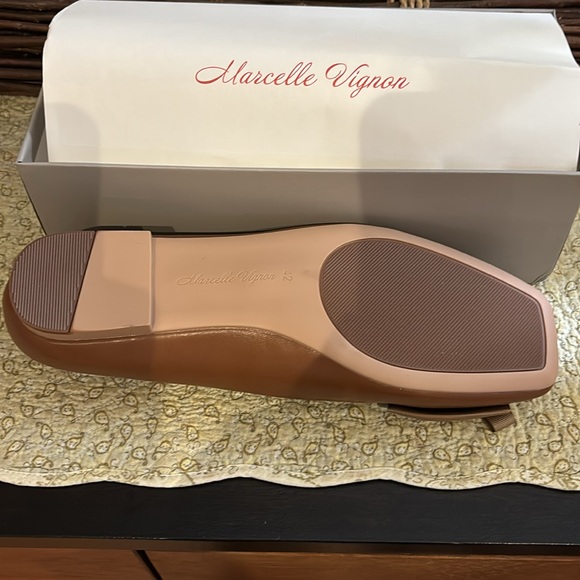 Women Olive Brown Ballet Flat Shoes with leather Bowknot Square-Toe. - Picture 7 of 7